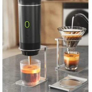 kf-S6b66d355724a4e2f959f0e4a5e7a86e1Y Support Pliable pour Machine à Café – Filtre Anti-Goutte en Aluminium Robuste